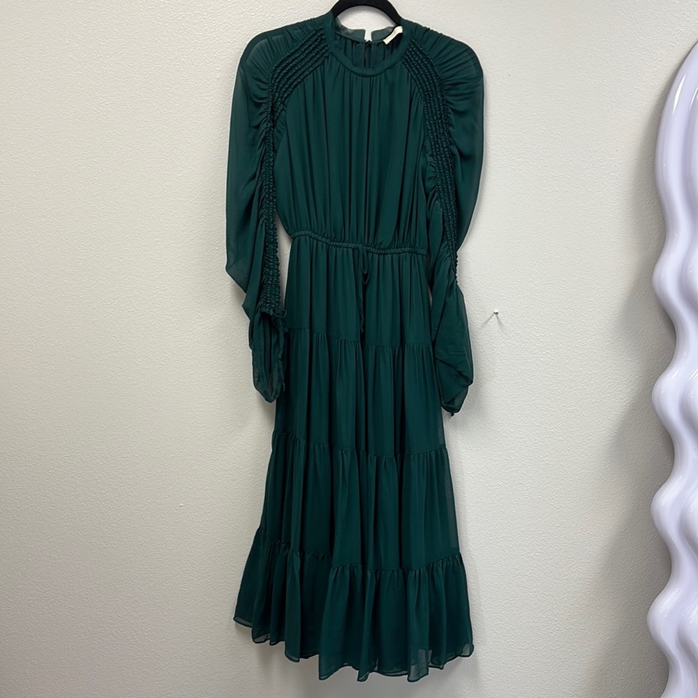 Noelle gathered silk midi dress - Picture 2 of 10
